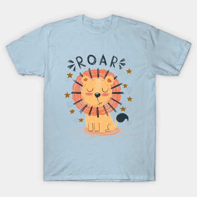 lion roar cartoon T-Shirt by Mako Design 